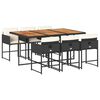 vidaXL 7 Hluta Gar&eth;bor&eth;stofusett me&eth; Sessum Svart P&oacute;l&yacute;rattan