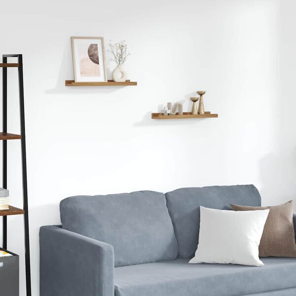 vidaXL Vegghylla me&eth; hillu 2 pcs Br&uacute;nn 40 x 9 x 3 cm Samsettur vi&eth;ur