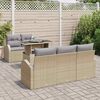 vidaXL Gar&eth;s&oacute;fa sett me&eth; p&uacute;&eth;i me&eth; kodda 6 pcs Drapplita&eth;ur Poly Rattan