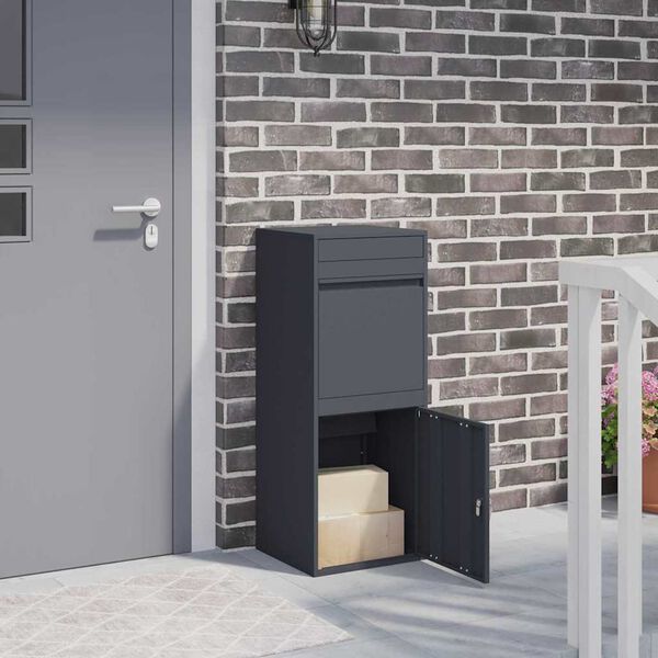 vidaXL P&oacute;stkassi me&eth; geymslu me&eth; hur&eth; Antras&iacute;t 41 x 38 x 103 cm St&aacute;l