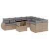 vidaXL 10 Hluta Gar&eth;s&oacute;fasett me&eth; Sessum Drappa&eth; P&oacute;l&yacute;rattan