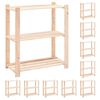 vidaXL Geymslurekkar 3 Hillur 10 stk. 80x38x90 cm Gegnheil Fura 150 kg