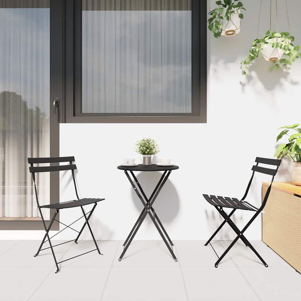 vidaXL Folding bistro sett 3 pcs Antras&iacute;t St&aacute;l
