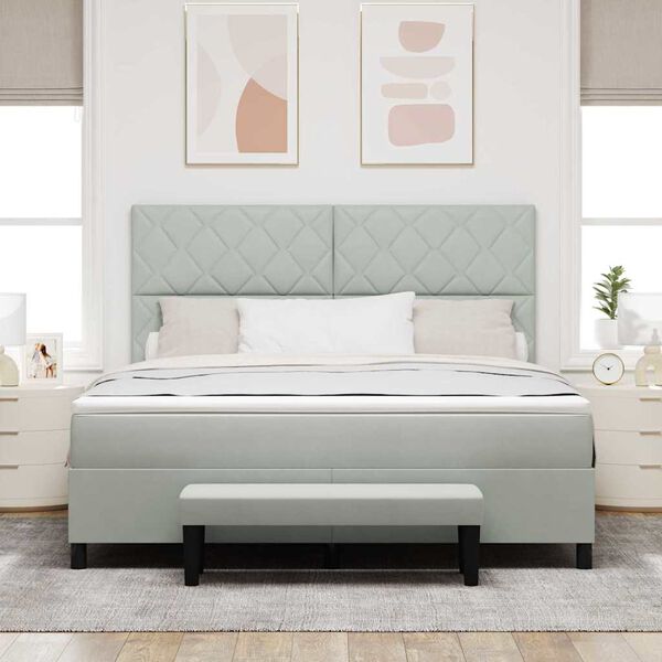 vidaXL Kassi vorinn r&uacute;m me&eth; d&yacute;nu Lj&oacute;sgr&aacute;tt 180 x 200 cm Flauel