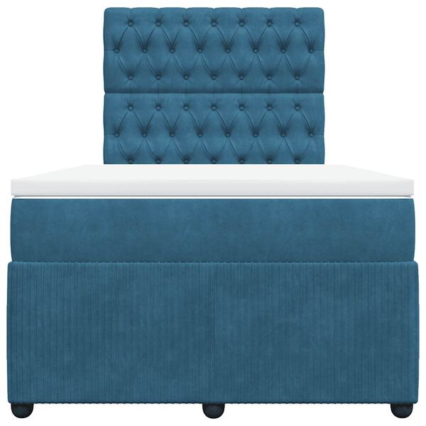 vidaXL H&oacute;lfa&eth; Springr&uacute;m me&eth; D&yacute;nu Bl&aacute;tt 120x190 cm Flauel