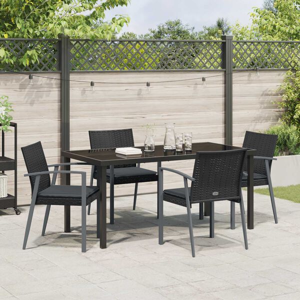 vidaXL Gar&eth;ur bor&eth;sett 5 pcs Svartur Poly rattan