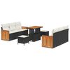 vidaXL Gar&eth;s&oacute;fa sett me&eth; p&uacute;&eth;i 11 pcs Svartur og krem p&oacute;l&yacute;rattan