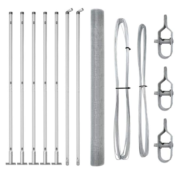 vidaXL Gir&eth;ingarp&oacute;stur Silfur 10 x 1,5 m (19 x 19 mm net) St&aacute;l