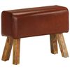 vidaXL Bekkur 58 cm Br&uacute;nn Ekta Le&eth;ur og Gegnheill Mang&oacute;vi&eth;ur