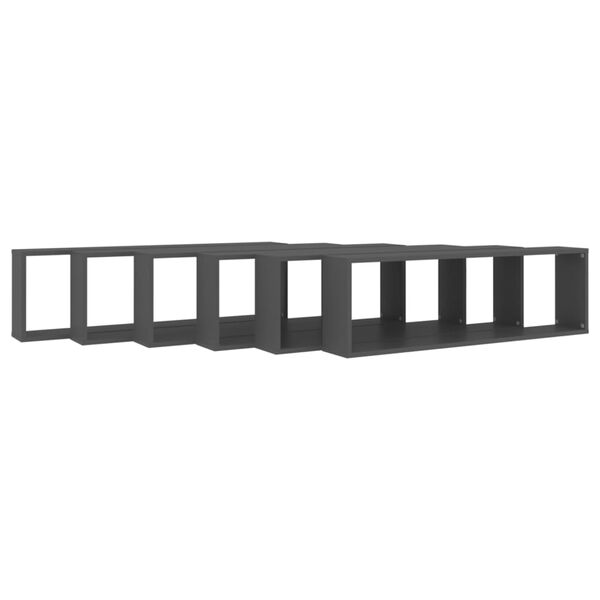 vidaXL Ferhyrndar Vegghillur 6 stk. Gráar 100x15x30 cm Samsettur Viður