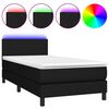 vidaXL H&oacute;lfa&eth; Springr&uacute;m me&eth; D&yacute;nu og LED Svartur 100x200cm Tauefni