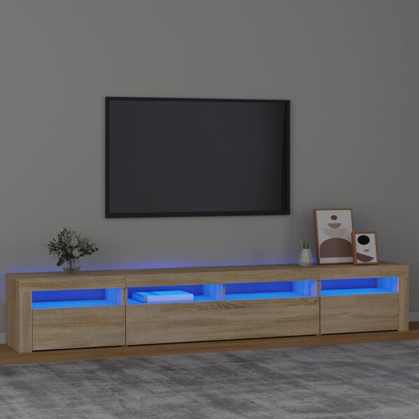 vidaXL Sj&oacute;nvarpssk&aacute;pur me&eth; LED Lj&oacute;sum Sonoma Eik 240x35x40 cm