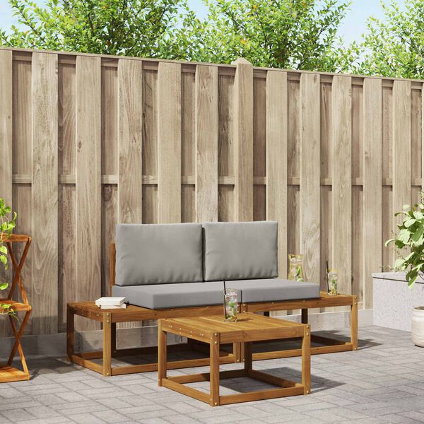 vidaXL &Uacute;ti s&oacute;fasett 3 pcs N&aacute;tt&uacute;rulegur Solid Akas&iacute;uskei&eth; og P&oacute;lyester