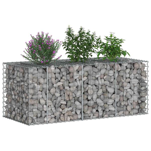 vidaXL Gabion h&aelig;kka&eth; r&uacute;m Silfur 140 x 60 x 55 cm Galvaniserad st&aacute;l