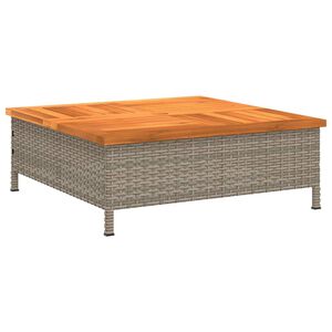 vidaXL S&oacute;lhl&iacute;farstandshl&iacute;f 70x70x25 cm Gr&aacute;tt P&oacute;l&yacute;rattan og Akas&iacute;a