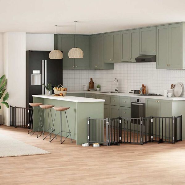 vidaXL hundahlið með hurð sem hægt er að brjóta saman 9 plötur 450 cm