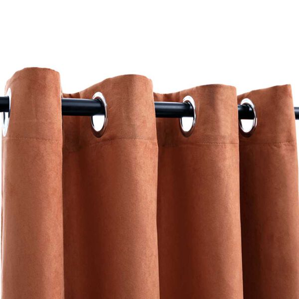 vidaXL Myrkvunargluggatj&ouml;ld me&eth; M&aacute;lmhringjum 2 stk. Ry&eth;rau&eth; 140x175 cm