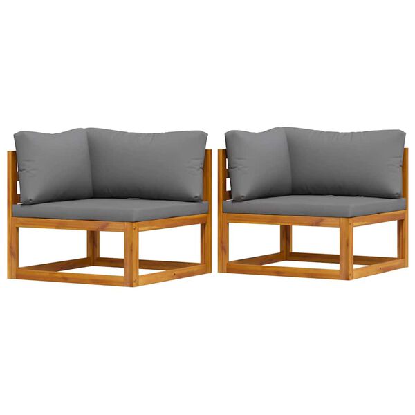 vidaXL S&oacute;fahorneiningar 2 stk me&eth; Sessum P&oacute;l&yacute;rattan D&ouml;kkgr&aacute;r