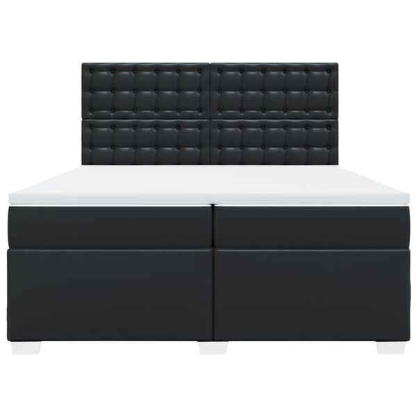 vidaXL Hólfað Springrúm með Dýnu Svart 200x200 cm Gervileður
