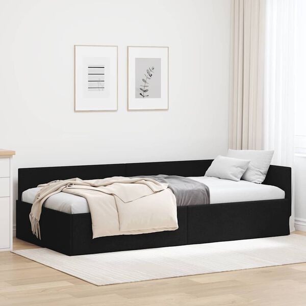 vidaXL Hornr&uacute;m ramma me&eth; h&ouml;fu&eth;gafl Svartur 90 cm x 200 cm Flauel