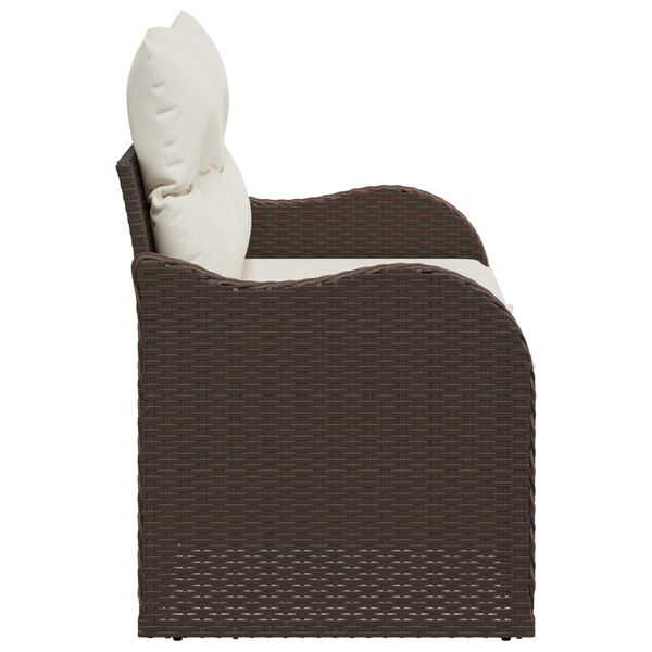 vidaXL Garðasófi með púði Brúnn 121 x 62 x 69 cm pólýrattan