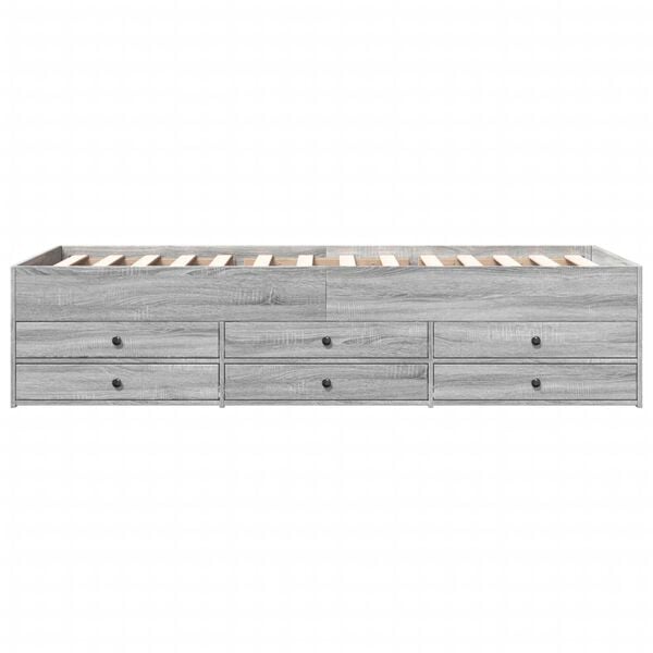 vidaXL Svefnbekkur me&eth; Sk&uacute;ffum &aacute;n D&yacute;nu Gr&aacute;ir Sonoma Eik 90x200 cm