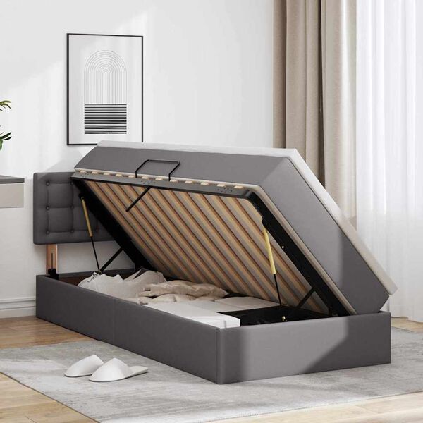 vidaXL R&uacute;m me&eth; geymslur&yacute;mi og d&yacute;nu Gr&aacute;r 90 x 200 cm Gervile&eth;ur