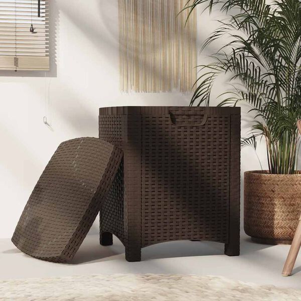 vidaXL Gar&eth;geymslukassi 39x39x46 cm PP Rattan Br&uacute;nn