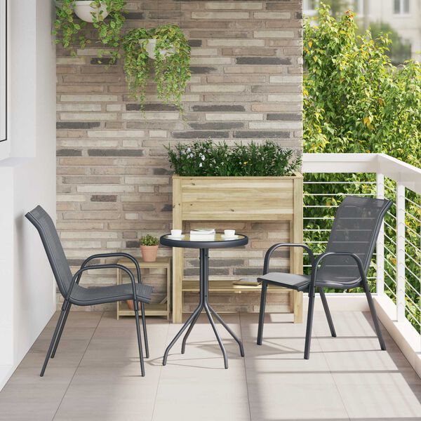 vidaXL Garð Bistro Set 3 pcs Grár Stál