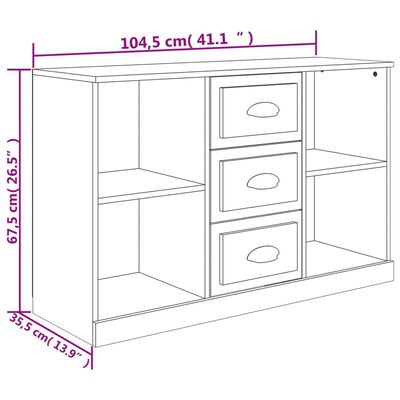 vidaXL Skenkur Reyklituð Eik 104,5x35,5x67,5 cm Samsettur Viður