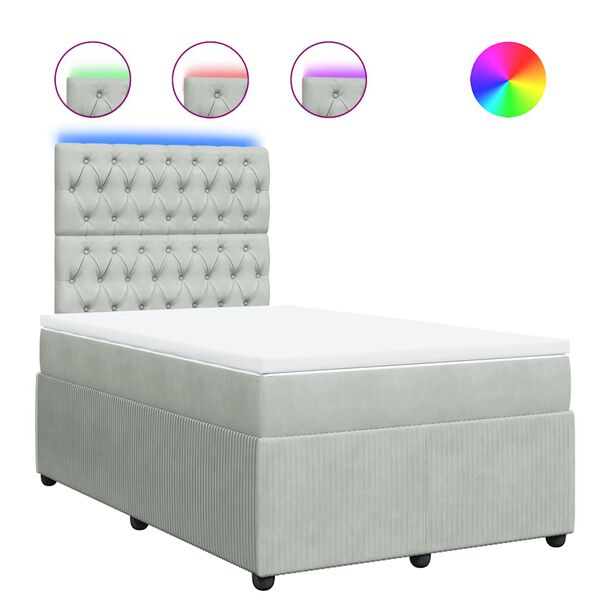 vidaXL H&oacute;lfa&eth; Springr&uacute;m Lj&oacute;sgr&aacute;tt 120x200 cm Flauel