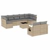 vidaXL 10 Hluta Gar&eth;s&oacute;fasett me&eth; Sessum Drappa&eth; P&oacute;l&yacute;rattan