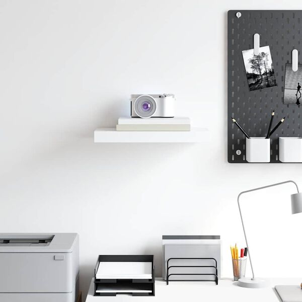 vidaXL Vegghilla me&eth; Sk&uacute;ffu Hv&iacute;t 40x23x3,8 cm MDF