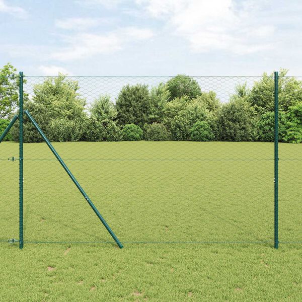 vidaXL Gir&eth;ingarp&oacute;stur Gr&aacute;r 100 x 1,6 m (36 mm net) St&aacute;l og PVC