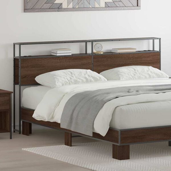 vidaXL Geymslu h&ouml;f&eth;ah&ouml;gg me&eth; hillu br&uacute;n eik 180 cm Samsettur vi&eth;ur