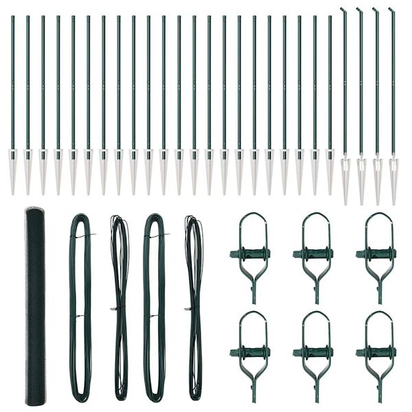 vidaXL Gir&eth;ingarp&oacute;stur Gr&aelig;nn 50 x 1,6 m (13 mm net) St&aacute;l og PVC