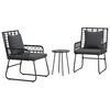 vidaXL Gar&eth;ur bor&eth;sett 3 pcs Svartur og Anthracite p&oacute;l&yacute;rattan