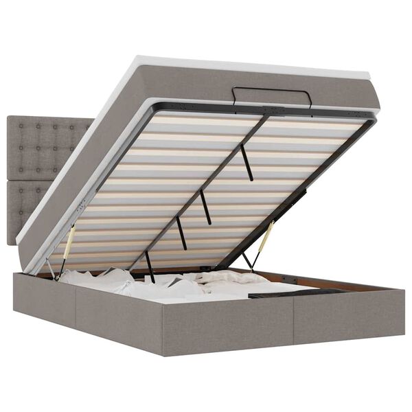 vidaXL Ottoman R&uacute;m me&eth; D&yacute;nu & LED Taupe 140x200cm Efni