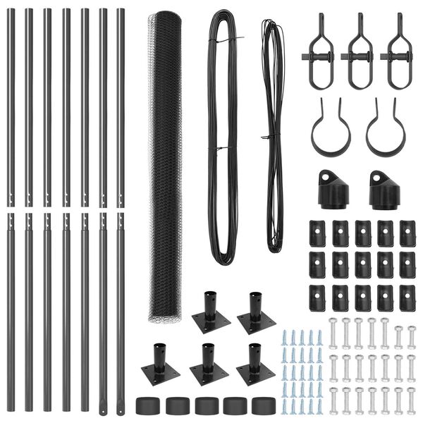 vidaXL Gir&eth;ingarp&oacute;stur Gr&aacute;r 10 x 1,5 m (25 mm net) St&aacute;l og PVC