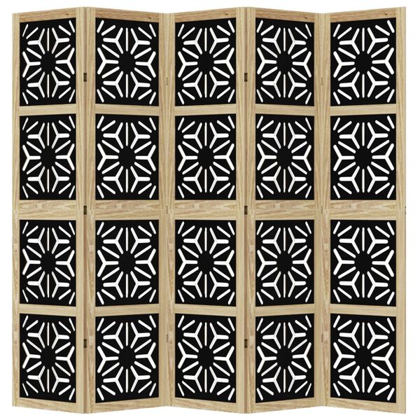 vidaXL Skilr&uacute;m 5 &THORN;il Br&uacute;nt og Svart Gegnheill Paulowniavi&eth;ur