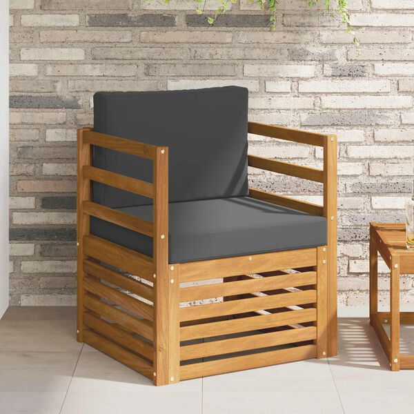 vidaXL &Uacute;ti s&oacute;fasett Solid Akas&iacute;uskei&eth; og P&oacute;lyester N&aacute;tt&uacute;rulegur