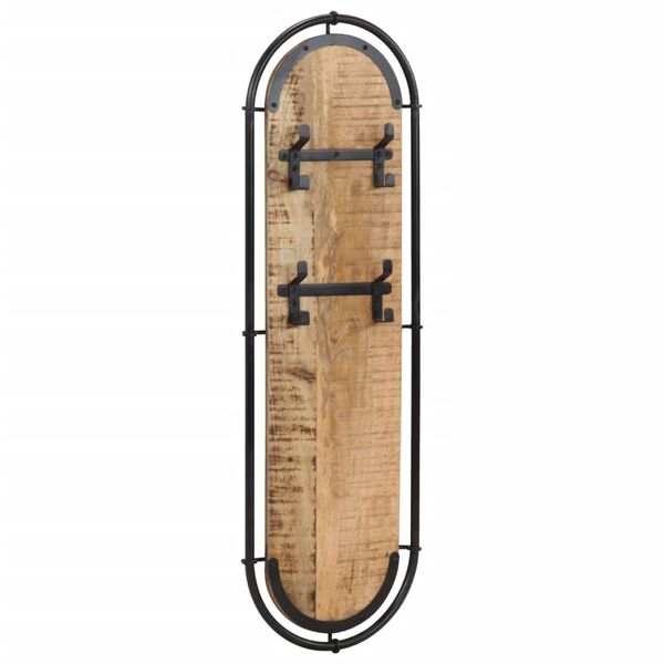 vidaXL Vegghengdir Fatarekkar me&eth; 4 Kr&oacute;kum 2 stk. Gegnheill Mang&oacute;vi&eth;ur