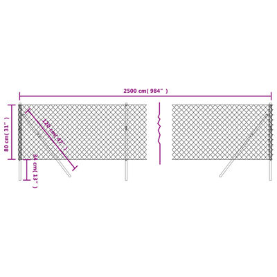 vidaXL Netagirðing Græn 0,8x25 m