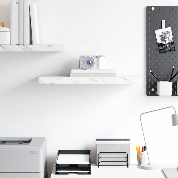 vidaXL Vegghylla Hv&iacute;tt marmara 50 x 23 x 4 cm Samsettur vi&eth;ur