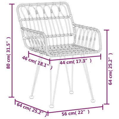 vidaXL 5 Hluta Garðborðstofusett Pólýrattan