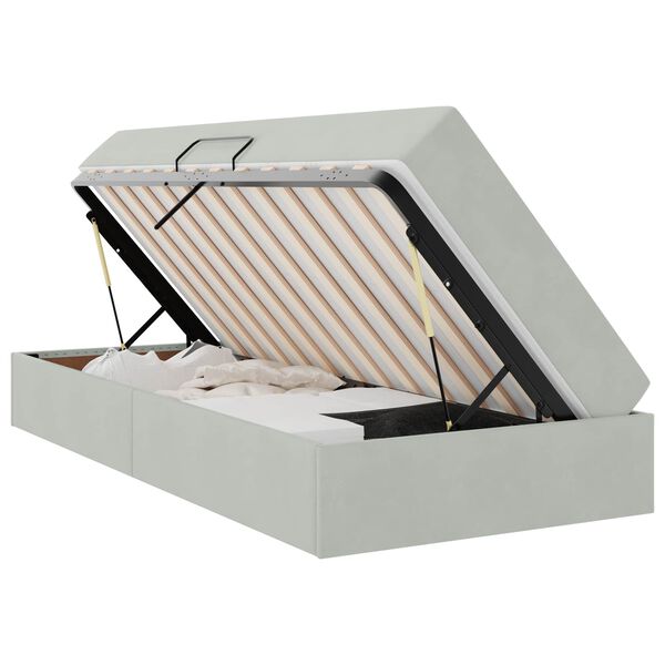 vidaXL R&uacute;m me&eth; geymslur&yacute;mi og d&yacute;nu Lj&oacute;sgr&aacute;r 90 x 200 cm Flauel