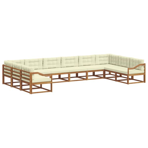 vidaXL &Uacute;ti s&oacute;fasett me&eth; p&uacute;&eth;i 10 pcs N&aacute;tt&uacute;rulegt og Krem