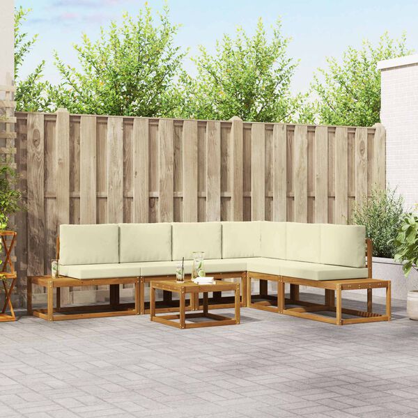 vidaXL &Uacute;ti s&oacute;fasett me&eth; p&uacute;&eth;i 7 Stykki N&aacute;tt&uacute;rulegt og Krem