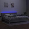 vidaXL H&oacute;lfa&eth; Springr&uacute;m me&eth; D&yacute;nu&LED Lj&oacute;sgr&aacute;tt 200x200 cm Efni
