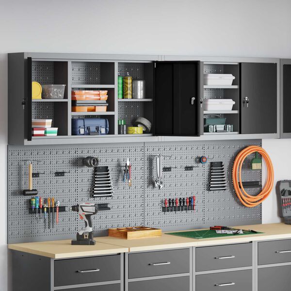 vidaXL Verkf&aelig;rask&aacute;pasett me&eth; hillu 6 pcs Svartur Dufth&uacute;&eth;a&eth; st&aacute;l